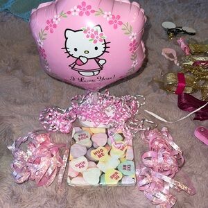 Hello Kitty I love you balloon 18 count valentine heart napkins pink curl ribbon